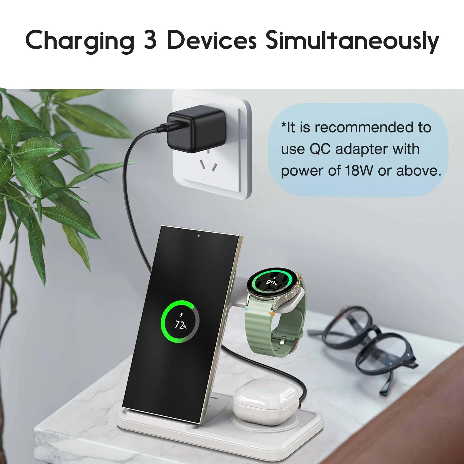 Station de chargeur sans fil 3 - Smartwatch Ac avis et prix